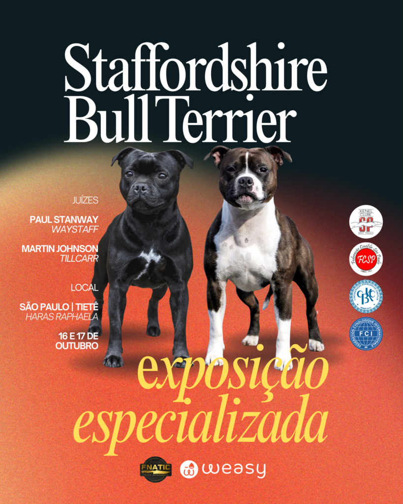 Cartaz da Exposição Especializada de Staffordshire Bull Terrier KCSP 2026 em São Paulo